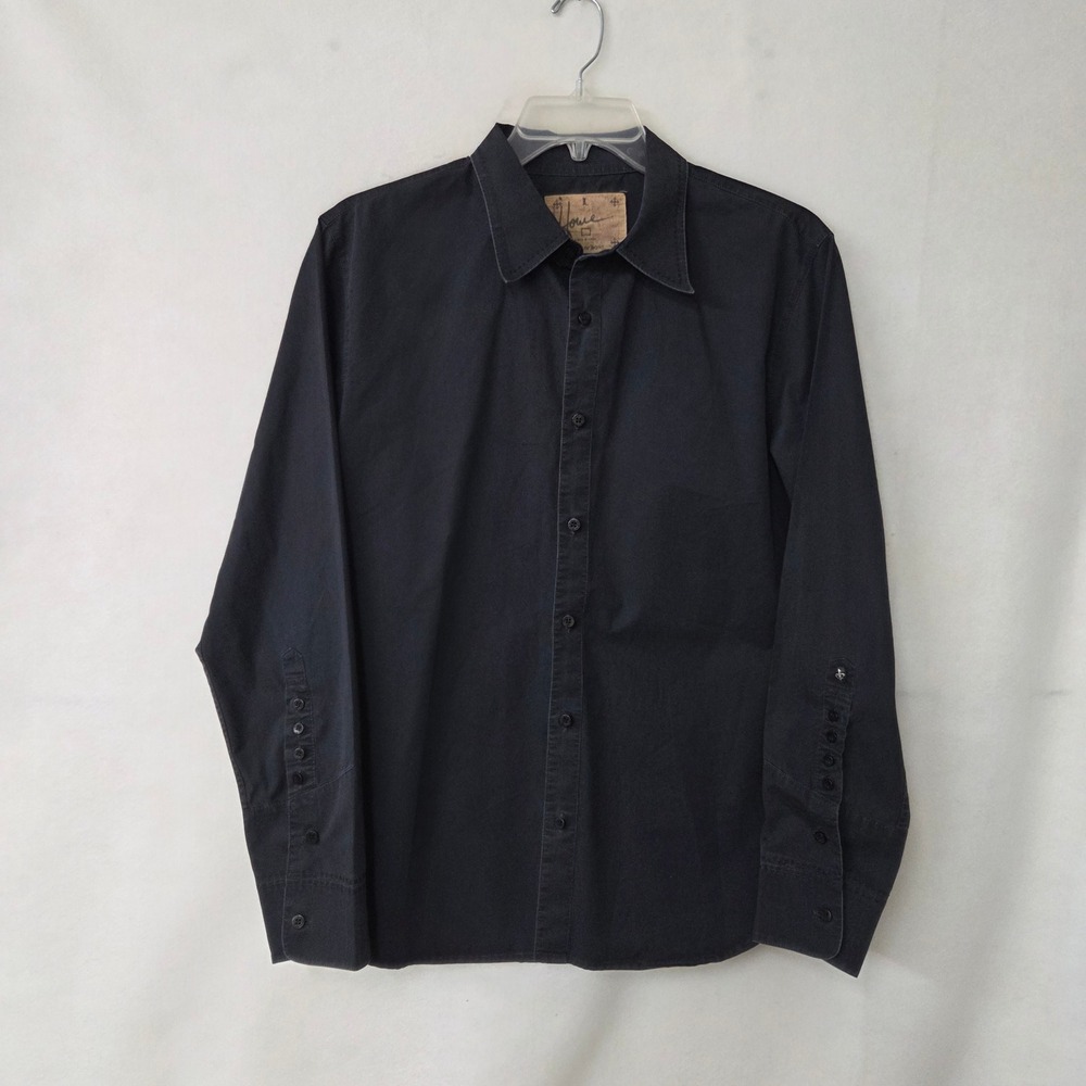 Howe Button Up Shirt Mens L‎ Black Western Cowboy Yoke Multi Button Cuff Cotton